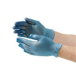 Blue Vinyl Gloves Medium Powdered